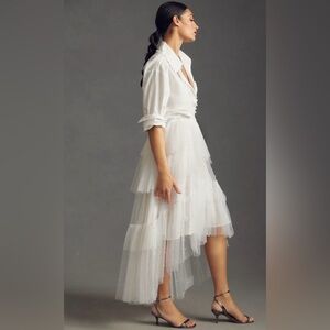 ‼️RARE‼️🎸MAEVE🎸🔥NWT🔥Maeve Tulle & Pearl-Embellished Sheer Skirt— Size XS